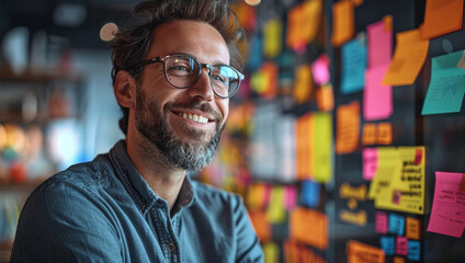 Fototapeta premium In front of vivid screens displaying successful e-commerce campaigns, surrounded by engrossed and smiling digital marketers. Generative AI.