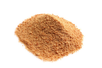 Pile of coconut sugar isolated on white