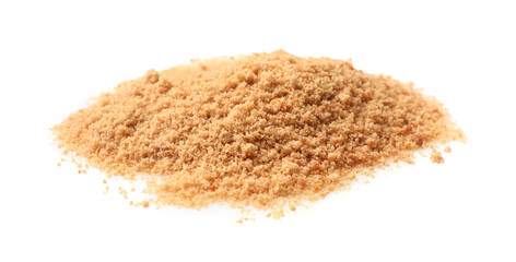 Pile of coconut sugar isolated on white