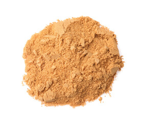 Coconut sugar isolated on white, top view