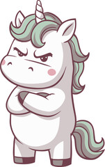 Grumpy Kawaii Unicorn Illustration
