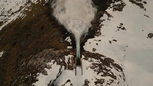 waterfall from Grande Sassiere to Lac du Chevril in Tignes, Val-d'Isere region of the French alps