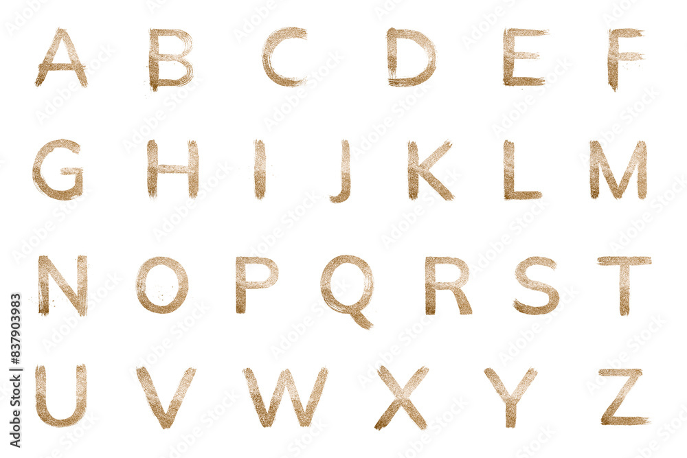 Sticker Transparent gold glitter alphabet set typography