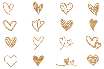 Golden heart collection png valentine's day