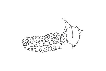 Single one line drawing of whole healthy organic for orchard mulberry logo identity. Fresh berry fruitage concept for fruit garden icon. Modern continuous line draw design graphic vector illustration