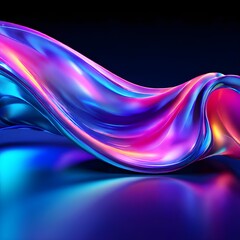 Abstract Silk Texture Background Modern Neon Colors with Soft Waves. 3D Render of Fluid Iridescent Holographic Curved Waves in Motion. Gradient Design for Banners, Wallpapers, Posters, and Covers.