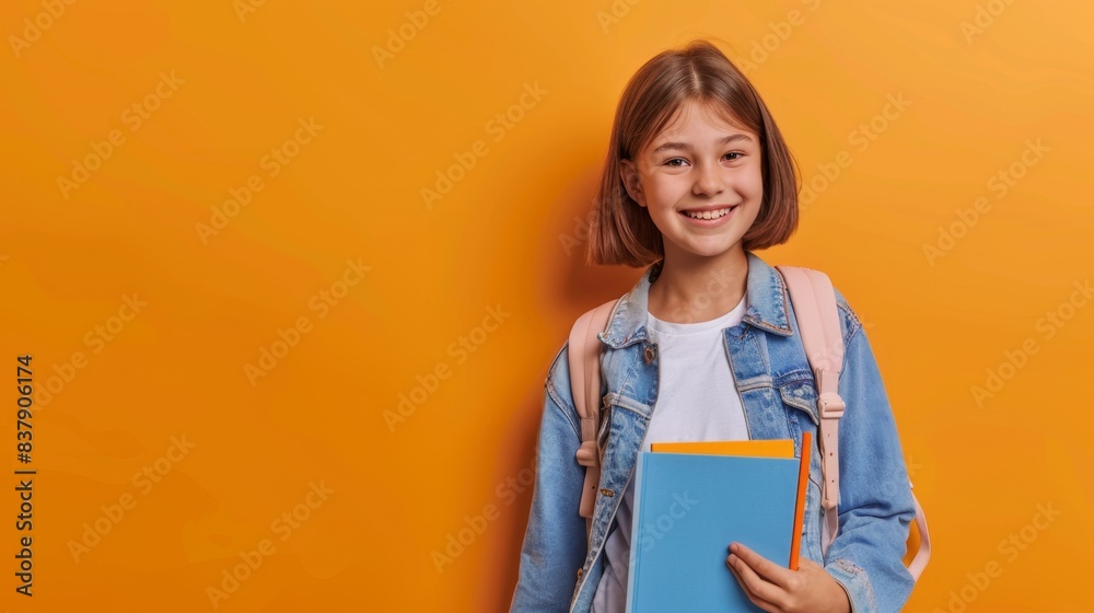 Poster the cheerful student girl