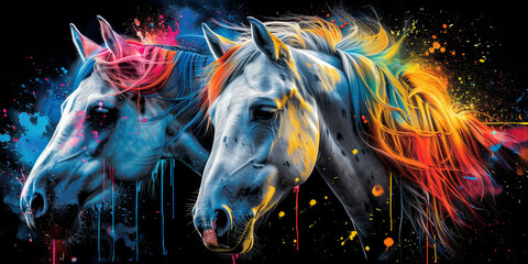 unicorn in bright neon colors in a pop art style