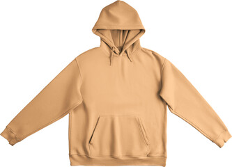 Tan, beige, nude unfolded hoodie mockup, png, front view