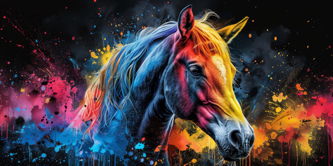 Obraz premium unicorn in bright neon colors in a pop art style