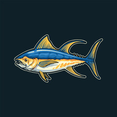 yellowfin tuna icon logo illustration