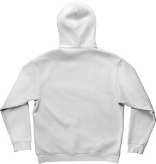 White unfolded hoodie mockup PNG, back view