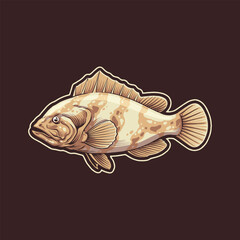 grouper fish icon logo illustration
