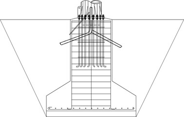 Vector illustration sketch of detailed design of high wattage lamp foundation for field lighting