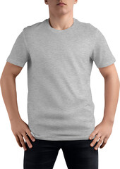 Mockup of a heather t-shirt on a teenager, png, front view