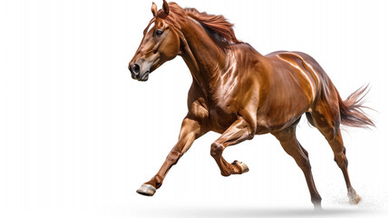 Obraz premium Majestic Brown Horse Exuding Elegance and Grace on White Background
