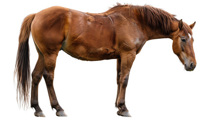 Fototapeta premium Majestic Brown Horse Standing Gracefully on White Background