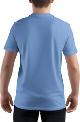 Mockup of a Light Blue t-shirt on a teenager, png, back view