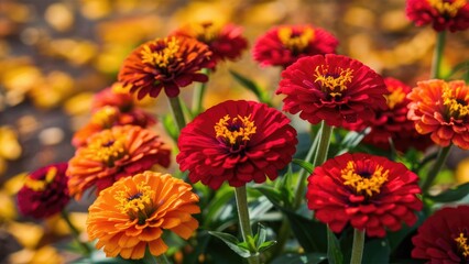 Fototapeta premium Exquisite Detailing on Colorful Zinnia Heads: Focus on the intricate details