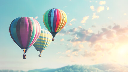 Fototapeta premium Hot air balloon, a tour to admire nature above ground at height