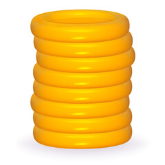 3d coin gold stack vector illustration isolated. Money yellow pile. Game coin tower.