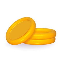 3d coin gold stack vector illustration isolated. Money yellow pile. Game coin tower.