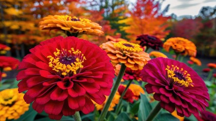 High-Resolution Image of Mixed Zinnias