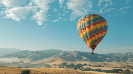 Naklejka premium Hot air balloon, a tour to admire nature above ground at height