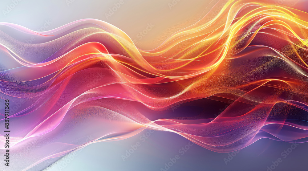 Fototapete colorful wavy lines on an abstract digital background conveying motion and fluidity. generative ai.