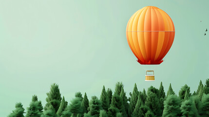 Obraz premium Hot air balloon, a tour to admire nature above ground at height