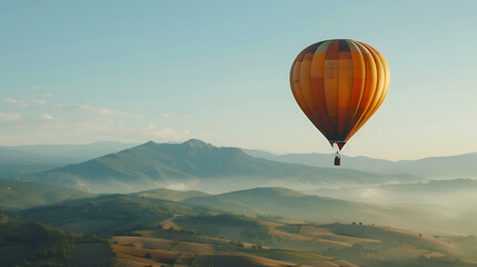 Fototapeta premium Hot air balloon, a tour to admire nature above ground at height