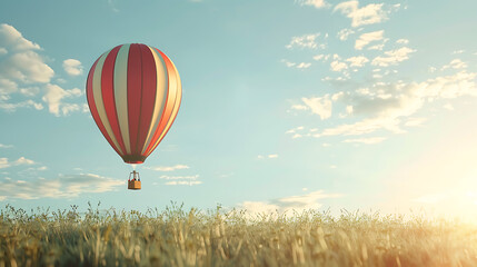 Fototapeta premium Hot air balloon, a tour to admire nature above ground at height