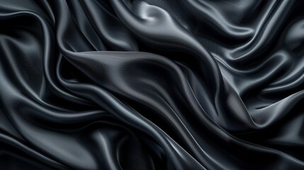 Fototapeta premium Abstract digital background or texture design on black, showing wavy silk texture background. Beautiful black silk satin background. Wavy soft folds.