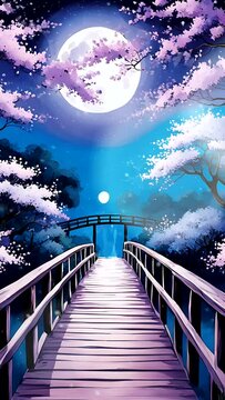 bridge and beautiful moon background