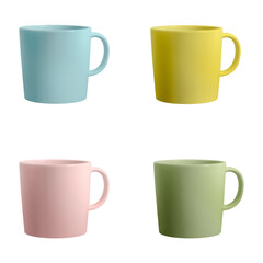 Colorful ceramic coffee cups set design element