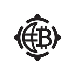 Cryptocurrency Bitcoin Global Network Icon
