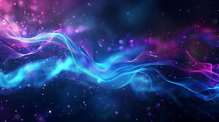 blue and purple background with glowing waves of energy and stars, creating an abstract digital art  wallpaper