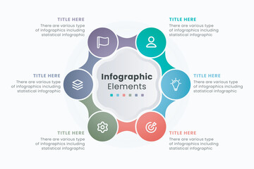 Minimal business circle infographic design template for cycling diagram. presentation and round chart. Business concept with 6 stages. Modern flat vector illustration for data visualization.