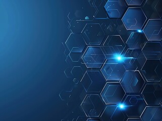 Fototapeta premium Blue background with hexagon shape vector technology and science, futuristic abstract digital illustration of hitech wallpaper design