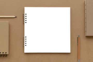 Blank notebook with pencils design element