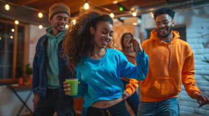 Fototapeta premium The friends dancing together