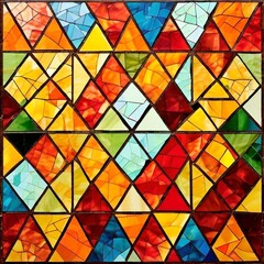 Colorful Geometric Square Mosaic Pattern Abstract 3D Cubes for Seamless Decoration on Yellow Wall. Vibrant and Continuous Design with Squares for a Modern and Eye-Catching Mosaic Effect