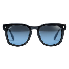 Front view of matte navy men's square sunglasses isolated on a white transparent background