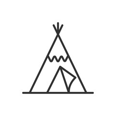 Tipi, linear icon. Teepee. Cone tent, traditional building of American tribes, Indians. Line with editable stroke © Matsabe