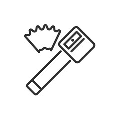 Pencil sharpening, linear icon. A sharpener and a pencil. Line with editable stroke