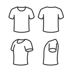 T-shirt from different angles, linear icon. Line with editable stroke