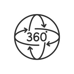 360 overview, linear icon. Line with editable stroke