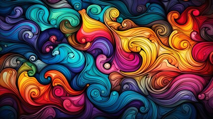 Vivid Fractal Art in Bright Colors Design