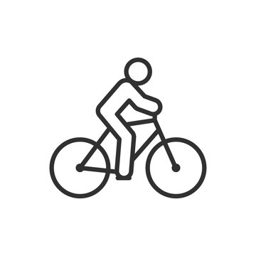 recommend clip art: Person riding a bicycle, linear icon. Riding a bicycle. Line with editable stroke