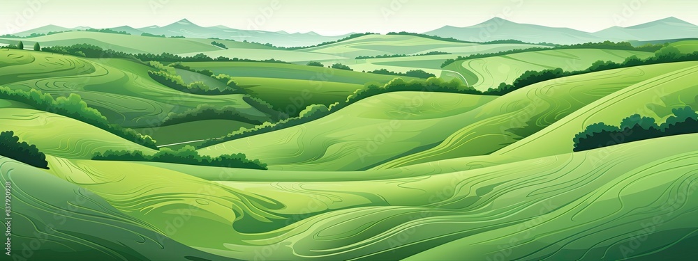 Wall mural aerial view of a lush green field landscape - Wall murals